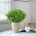 thumbnail image 4 of Morttic 6 Bundles Artificial Boxwood Stems Faux Plants Grass UV Resistant Fake Greenery Plastic Shrubs for Indoor Outdoor Window Home Garden Decoration, 4 of 7