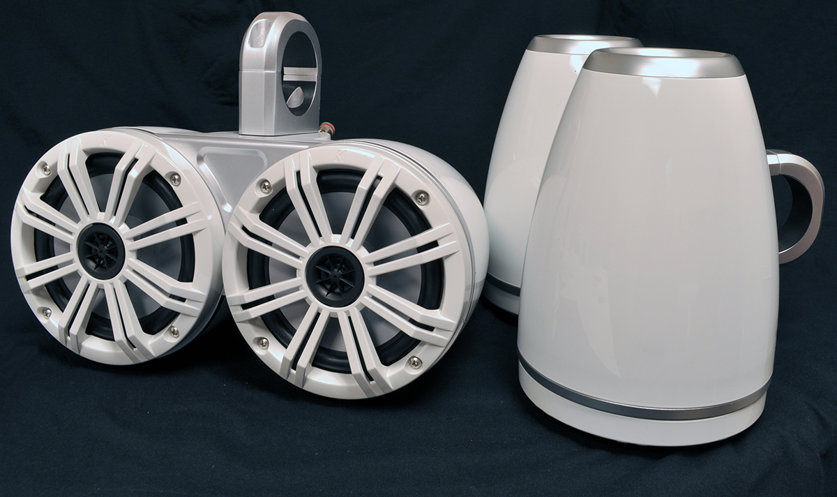 White Kicker Dual Wake Tower System with Kicker 6.5" Marine RGB LED Speakers - image 2 of 6