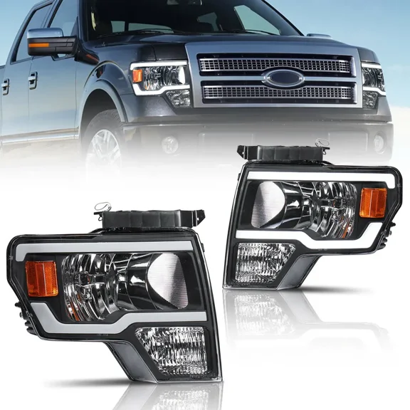 MOSTPLUS Pair Front LED DRL Headlights Assembly for 2009-2014 Ford F150 F-150 Pickup