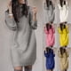 thumbnail image 4 of Otoño Invierno Vestido suéter de mujer Color sólido Vestido veraniego de cuello alto Casual vestidos tipo túnica de punto ropa para clima frío Vestido, 4 of 4