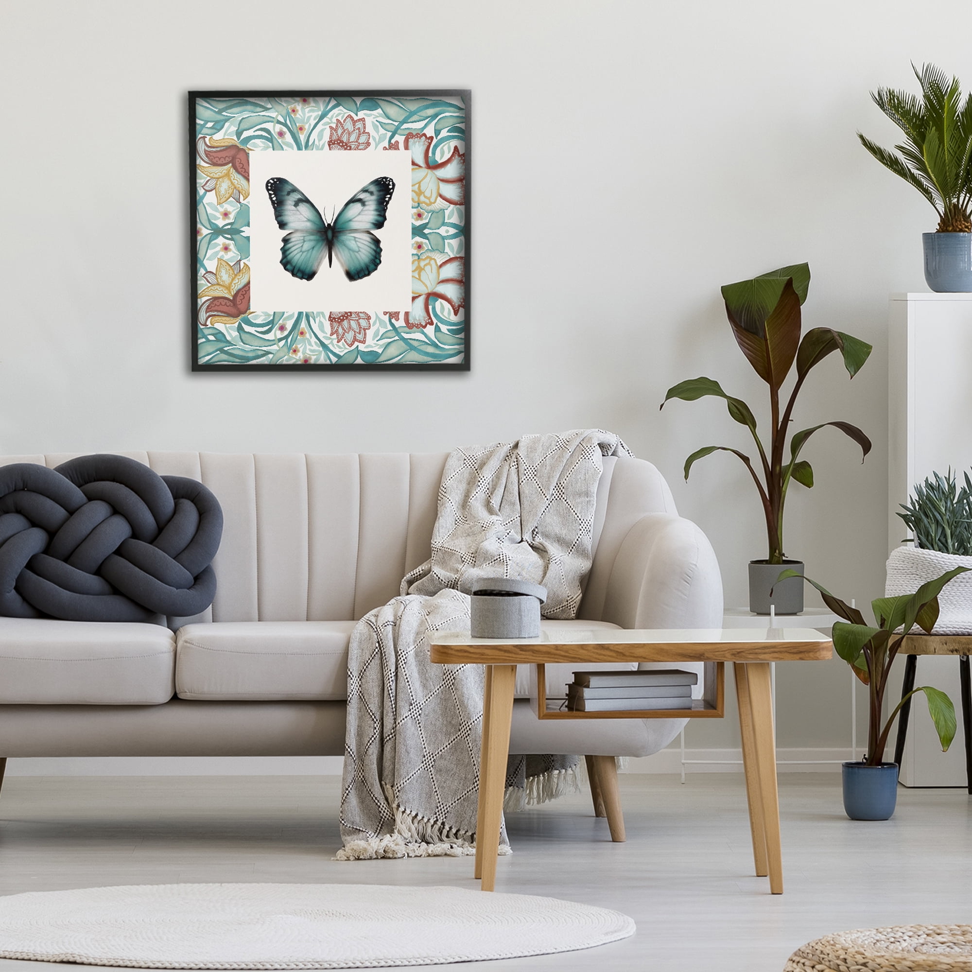 Stupell Industries Blue Toned Baroque Butterfly Black Framed Giclee Art, design by Elizabeth Medley