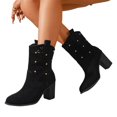 thumbnail image 6 of Willtoo Women's Cowboy Cowgirl Ankle Booties Western Stylish Faux Leather Low Heel Boots, 6 of 7
