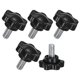 thumbnail image 1 of Uxcell 5-Pack de perillas de sujeción en estrella, tornillo de ajuste manual 1/4"-20 x 12mm para maquinaria, electrónica, muebles y base de paraguas, reemplazo de mango hexagonal [Negro], 1 of 1