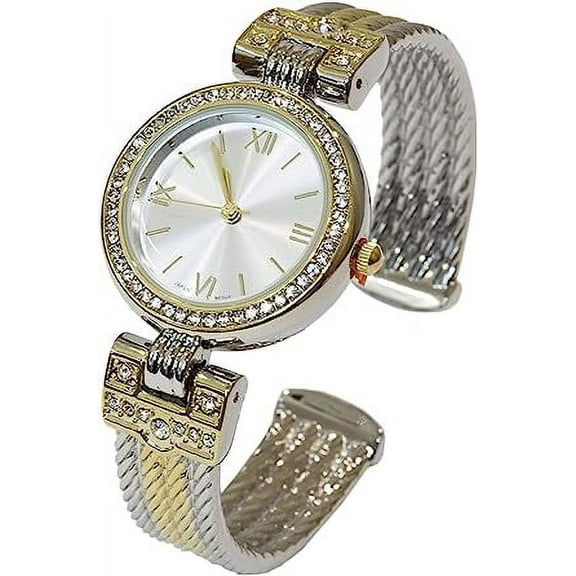 Blekon Collections Japanese Quartz Women's Roman Numbers Cuff Bangle Fashion Watch