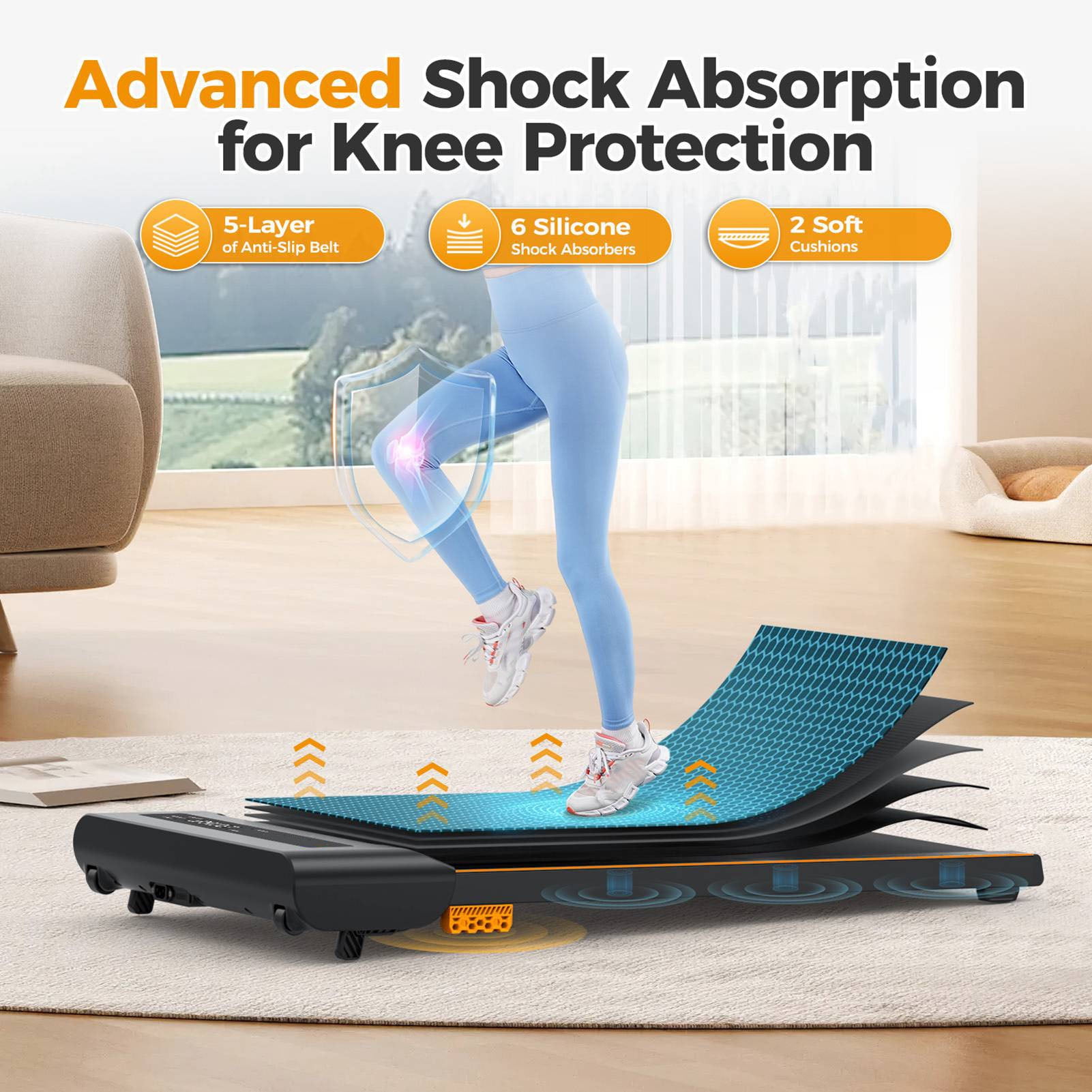 Domqga Under Desk Treadmill for Walking, Electric, Auto Incline, 300 lb Weight Capacity, Black