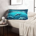 thumbnail image 6 of Hirioo Hawaiian Ship Dolphin for Plush Pillow Cover for Bedroom and Living Room ,Elegant, Comfortable Home Decor-14"x20", 6 of 6