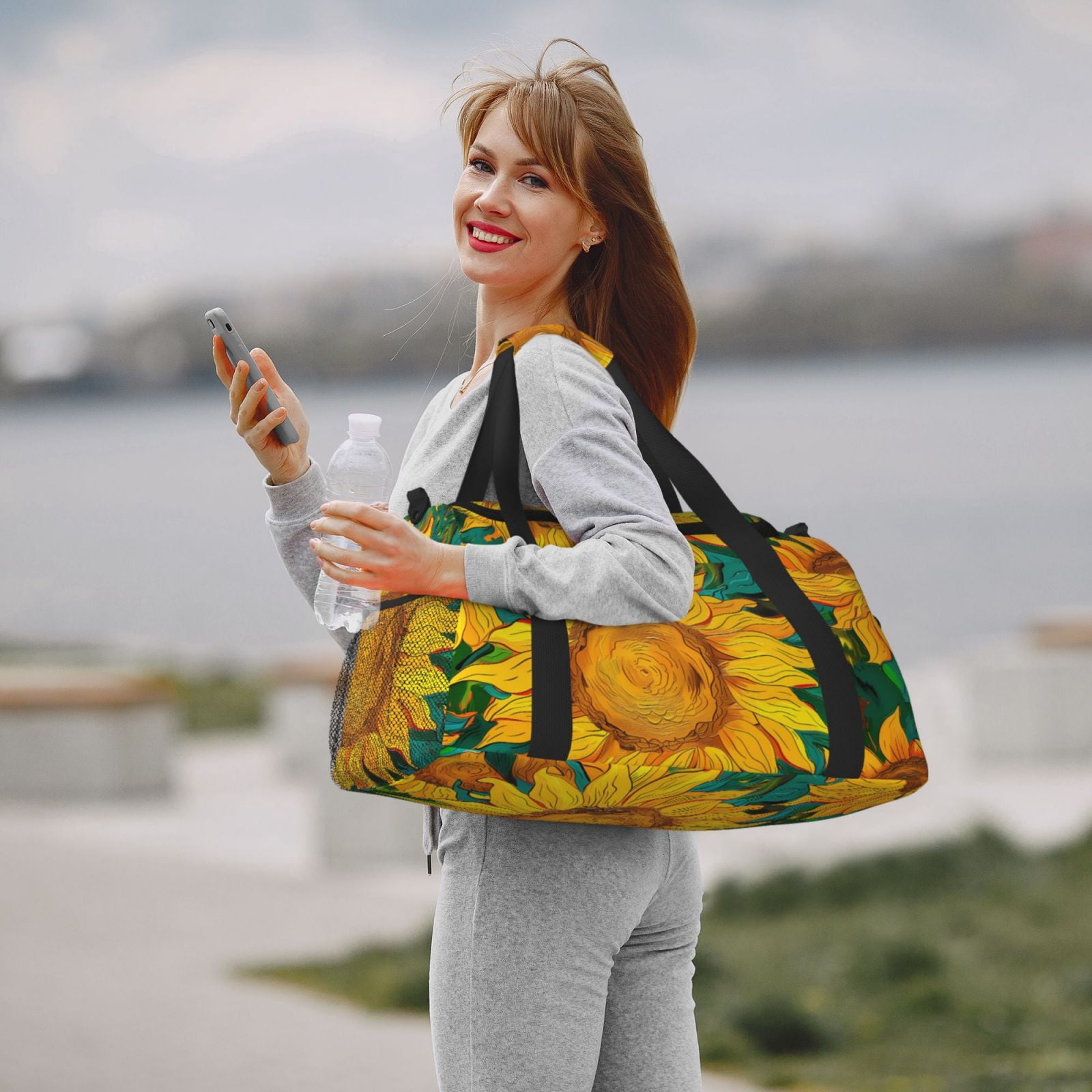 Fuzoiu Vibrant Sunflower Painting Print Travel Duffle Bag,Carry On Tote Bags,Duffel Bag,Sport Gym Bag, Hospital Bag for Labor and Delivery, Overnight Bag,Luggage Bag