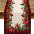 thumbnail image 7 of 1pc, Christmas Cardinal Table Runner, Buffalo Plaid Xmas Table Runner, Party Decor, Party Supplies, Holiday Decor, Table Decor, Dining Room Decor, 7 of 7