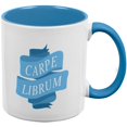 thumbnail image 1 of Carpe Librum Seize the Book Banner Aqua Handle Coffee Mug, 1 of 1