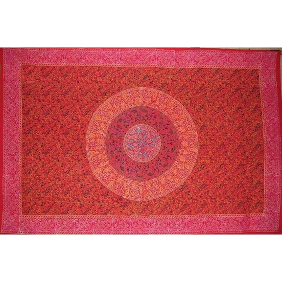 Sanganeer Block Print Cotton tablecloth 90" x 60" Red