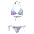 thumbnail image 5 of siilsaa Women's Split Swimsuit Purple Neck Tie Up Swimwear Skirt Bikini Four Piece Set Purple,M, 5 of 6