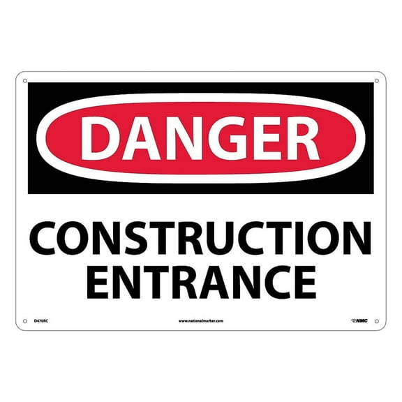 National Marker Construction Entrance 14X20 Rigid Plastic Danger Sign D470RC