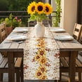 thumbnail image 5 of Rural Autumn Vintage Leaves Sunflower Table Runner-72 Inch Long Farmhouse Floral Table Runners Linen Burlap Tablerunner for Kitchen Dining Room Holiday Party, 5 of 9