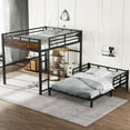 thumbnail image 2 of Bellemave Queen Over Queen Bunk Bed, Separable Bunk Beds Frame with Headboard and Rails, Bunk Beds Can Turns Into Loft Bed and Platform Bed for 2 People (Vintage Wood+Black）, 2 of 8