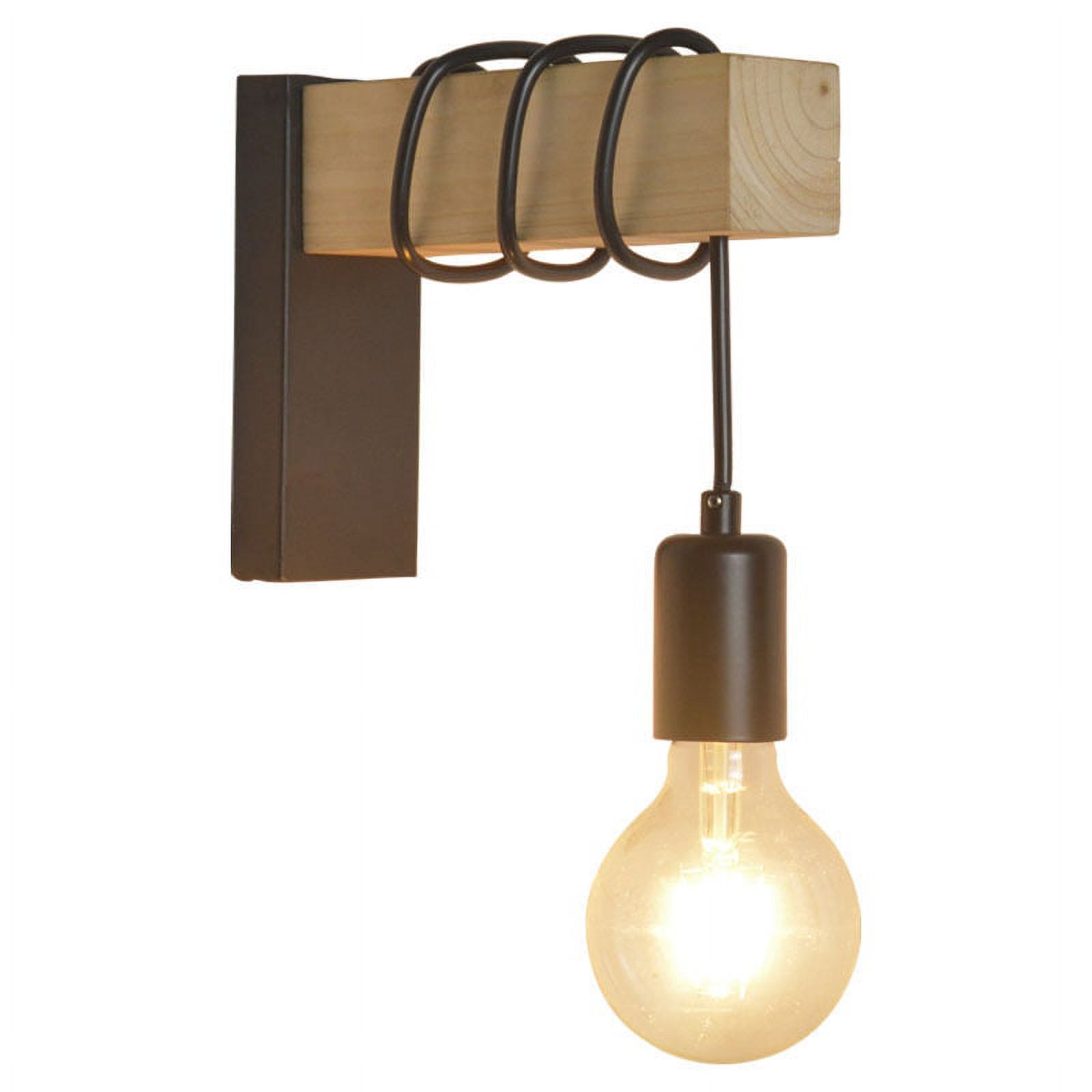 Wall Lamp, Vintage Industrial Design Flame Wall Lamp, Steel And Wood Retro Lamp,socket: E27without Bulb - image 2 of 2