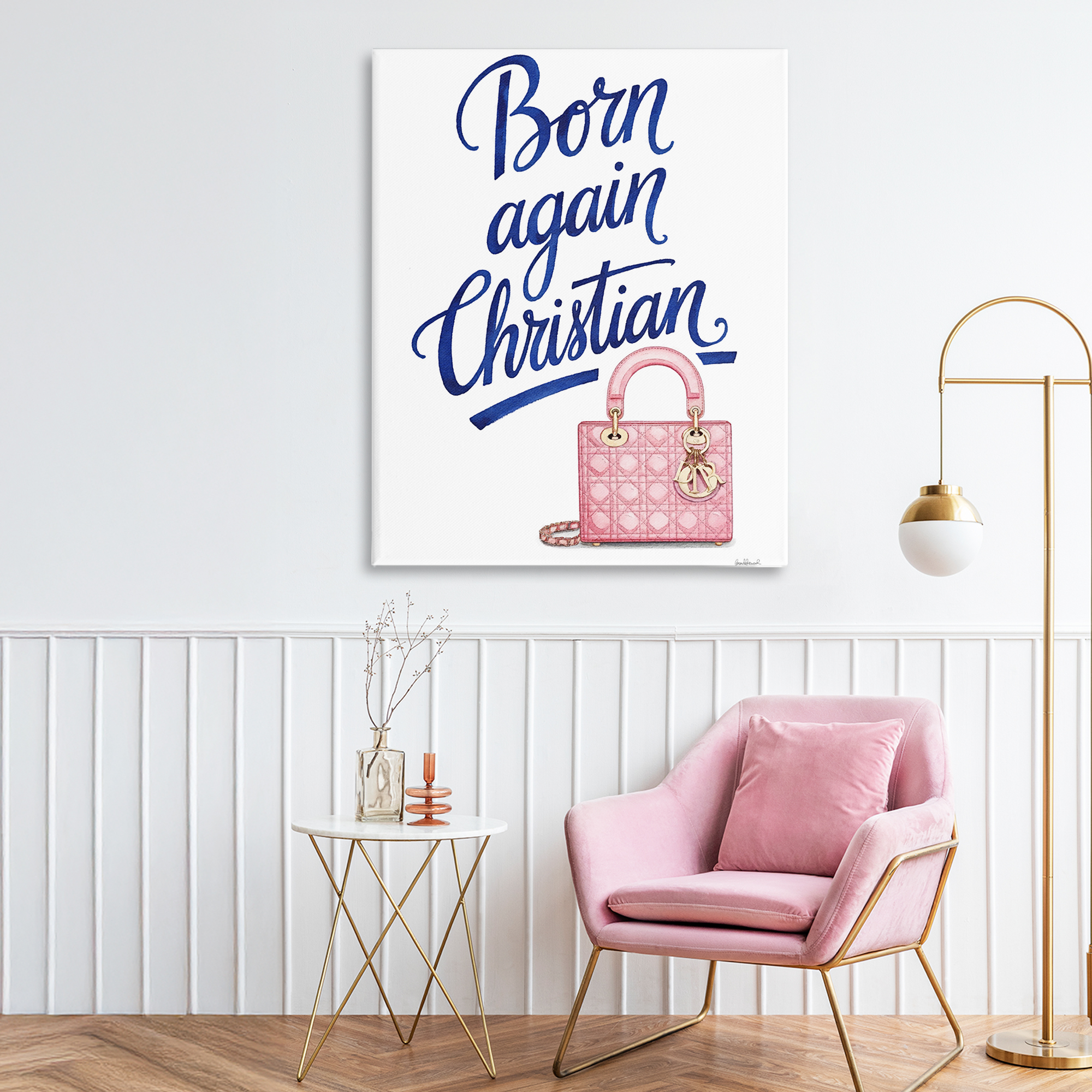 Glam Born Again Christian Canvas Wall Art, design by Amanda Greenwood