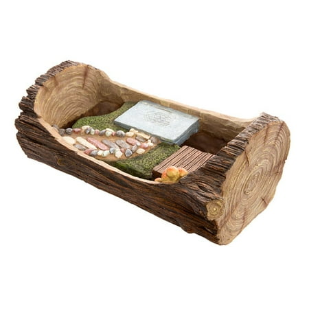 - Darice Fairy Garden Planters: Open Log Planter with Stone Walkway & Patio Areas