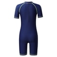 thumbnail image 2 of Aislor Kids Boys One Piece Wetsuit Swimming Jumpsuit Short Sleeve Rash Guard Swimsuit Beachwear A Navy Blue 2, 2 of 7