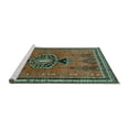 thumbnail image 2 of Ahgly Company Machine Washable Indoor Rectangle Persian Turquoise Blue Traditional Area Rugs, 2' x 4', 2 of 4