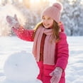 thumbnail image 5 of Sentuca 3 Pcs Kids Winter Hat Gloves Scarf Set Pom Pom Knit Beanie Long Scarf and Gloves Warm Cold Weather Accessory for Boys Girls Size 3-12Y, 5 of 6