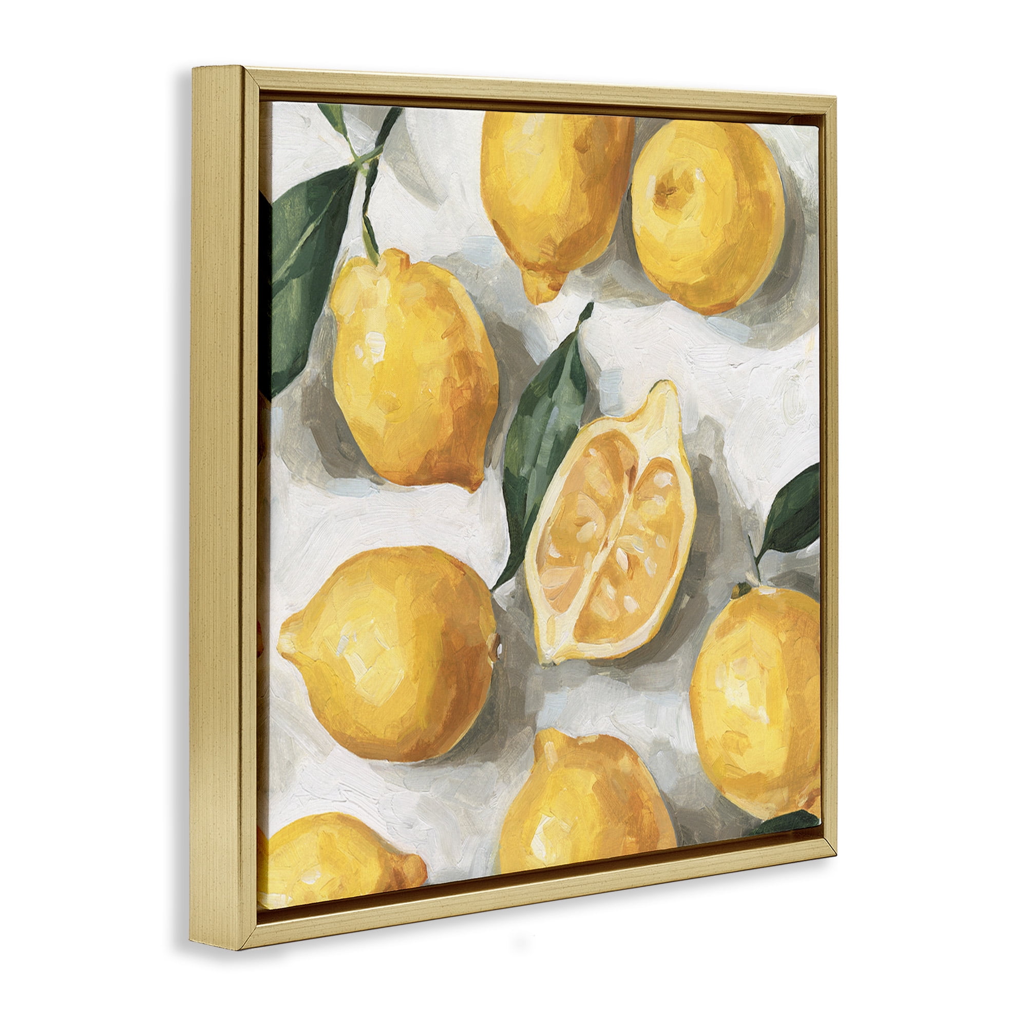 Stupell Industries Citrus Lemons Over White Food & Beverage Painting Gold Floater Framed Canvas Art Print Wall Art, 25 x 25