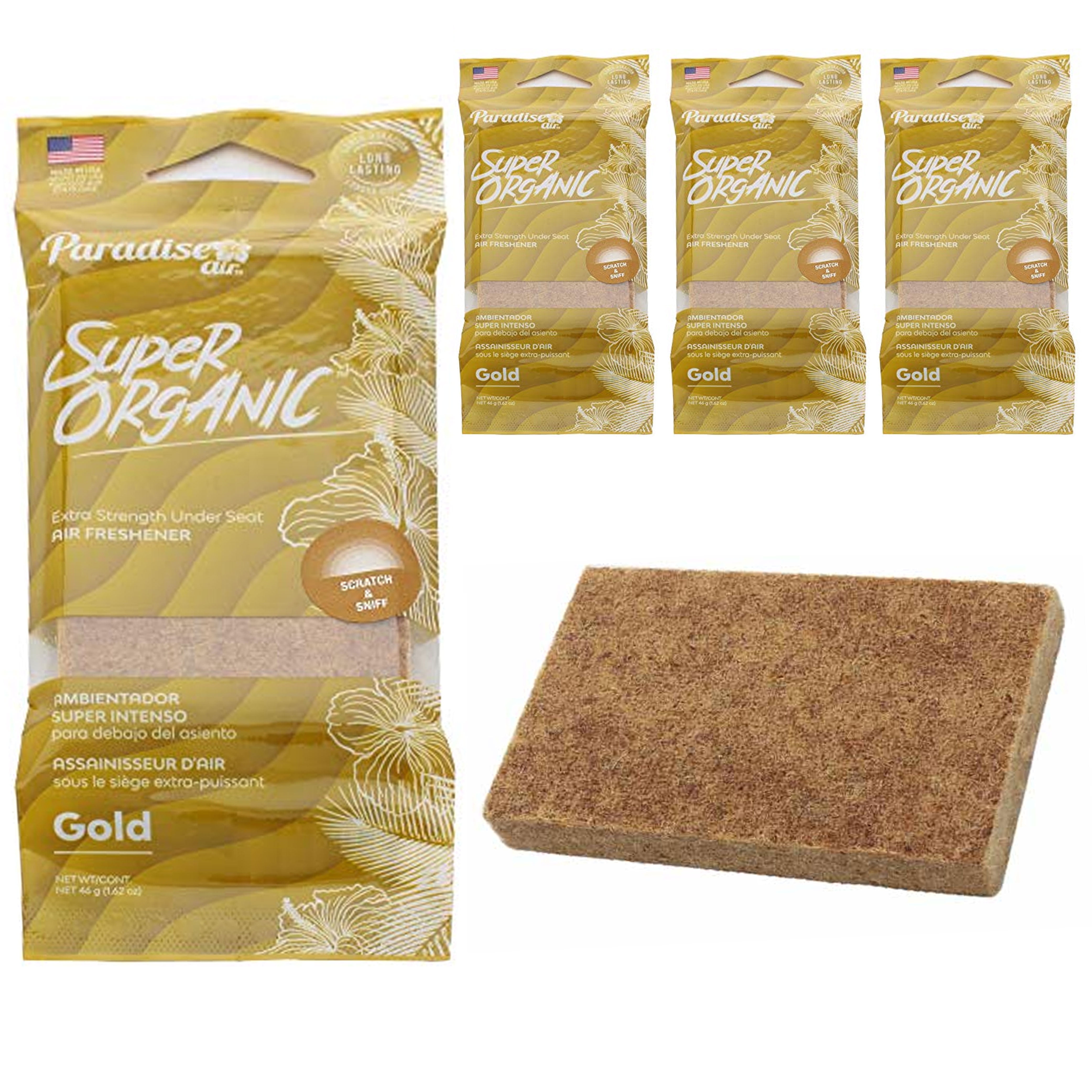 4pc Gold Air Freshener Block Stone Extra Strength Scent Car Under Seat Fragrance