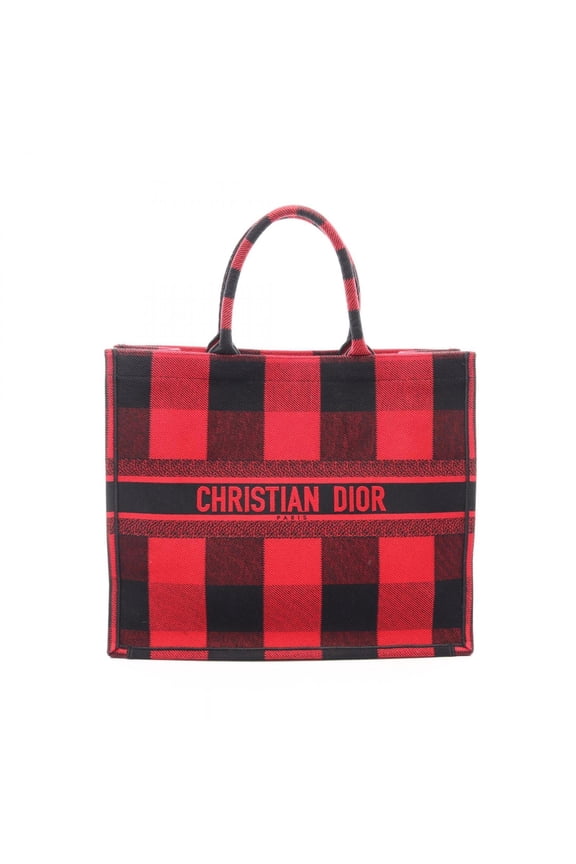 Pre-Owned Christian Dior Dior BOOK TOTE Large Oblique Tote Bag Handbag Canvas Women's Red/Black