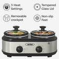 thumbnail image 2 of SUNVIVI Dual Pot Slow Cooker, 2 Pot Small Mini Crock Buffet Server and Warmer with Ceramic Pot, Adjustable Temp, 2 of 9
