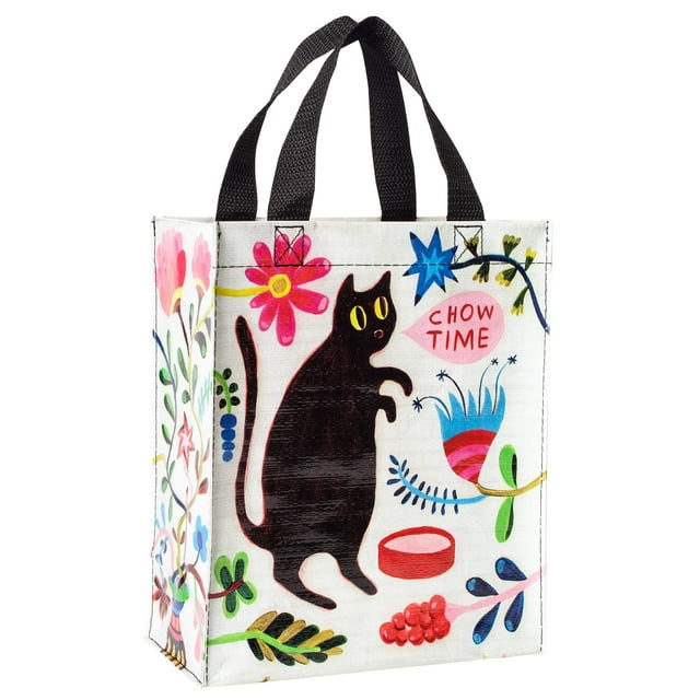 Blue Q Handy Tote ~ Kitty dice que es hora de comer. Bolsa de almuerzo reutilizable, pequeña bolsa de regalo, resistente y fácil de limpiar, hecha de 95 % de material reciclado, 10 pulgadas de alto x