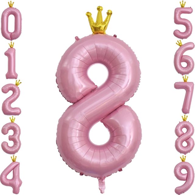 czcpp-Number 8 Ballons - Grands, 40 Pouces /8 18 80 Ballons d'Anniversaire Roses pour Filles Femmes / Ballons de Fête pour Enfants Géants / Décorations pour 8e Anniversaire / Ballons Numéro 8 pour Anniversaires de Filles