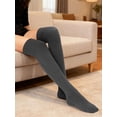 thumbnail image 2 of Deago Women Thigh High Socks Over the Knee Socks Cotton Knit Warm Long Boot Stockings Leg Warmers (Gray), 2 of 8