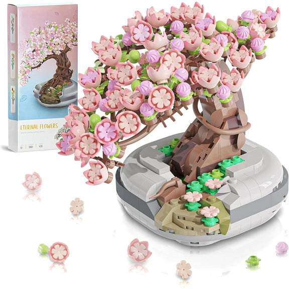 SKQIT Mini Bricks Cherry Blossom Tree Building Set - Sakura Bonsai DIY Toy, Birthday Gift for Adult