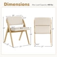 thumbnail image 3 of Gymax Folding Kitchen Chairs with Rubber Wood Legs, Natural & Beige (Set of 2), 3 of 9