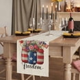 thumbnail image 2 of Independence Day 48 Inch Table Runner, Spring Roses Flowers US Flag Rustic Plants Farmhouse Dresser Scarf Cotton & Linen Tablerunner for Dining/Kitchen Island/Holiday Party Décor 13" x 48", 2 of 9