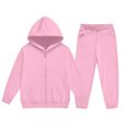 thumbnail image 2 of Kids 2-Piece Tracksuit Full Zip Hoodie and Jogger Pants Set Warm Fleece Athletic Outfit for Boys Girls (Ages 2-14 Years) School Daily Wear, 2 of 6