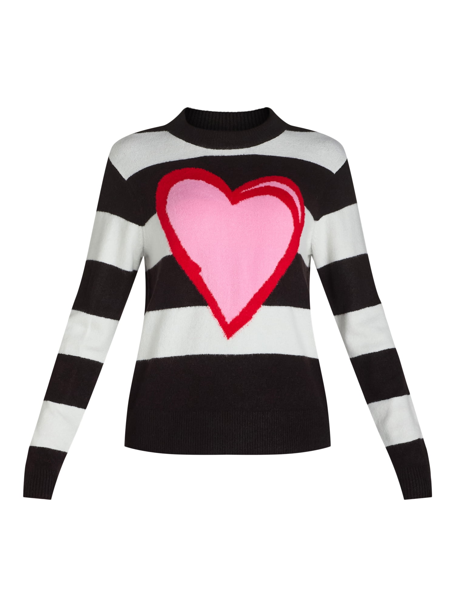 99 Jane Street Women’s and Women's Plus Striped Sweater with Heart Design, Sizes XS-4X