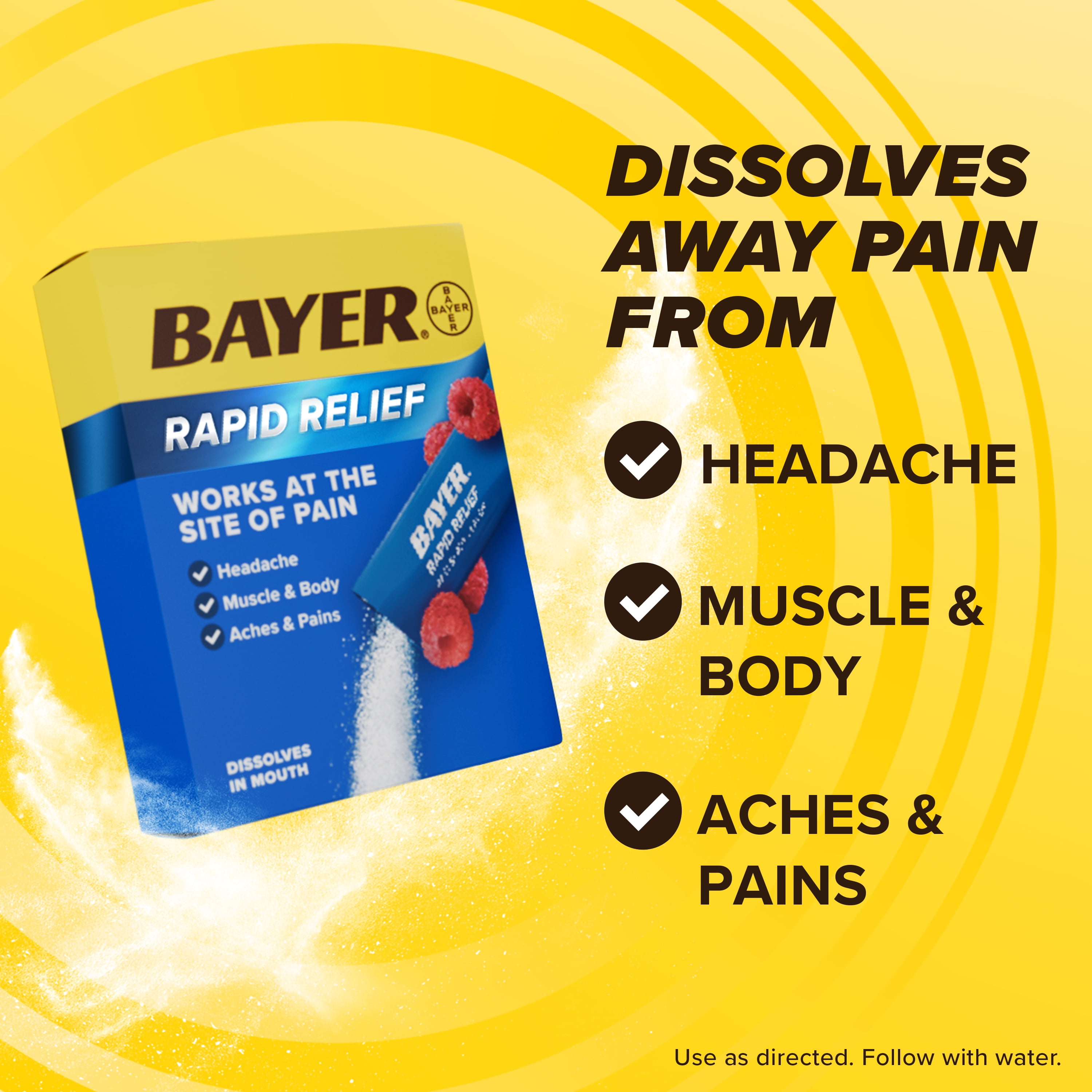 (2 pack) Bayer® Rapid Relief, Fast Acting Headache Relief, Muscle and Body Pain Reliever, 20ct