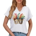 thumbnail image 6 of Craaazy Mardi Gras Shirts for Women Short Sleeve Casual Carnival Printed V-neck T-shirts Gifts, 6 of 6