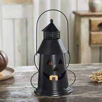 VHC Brands Halloween Lantern Tealight Holder Black, Fall and Halloween Kitchen Dining Table Candle Holder, Pumpkin Decor Deep Black, 8x12