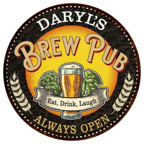 DARYL'S Beer Pub Man Cave Metal Sign Home Wall Decor 12 inch Round 200120025149