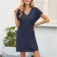 thumbnail image 4 of Akafmk Summer Dresses for Women Casual Dresses,Solid Color Round Neck Short Dress Short Sleeve Mini Dresses Loose T Shirt Dresses, 4 of 5