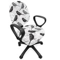 thumbnail image 1 of Birds Office Chair Slipcover, Silhouette of Damask Patterned Northern Mockingbirds on Fluctuating Leaves, Protective Stretch Decorative Fabric Cover, Standard Size, Grey Black White, by Ambesonne, 1 of 5