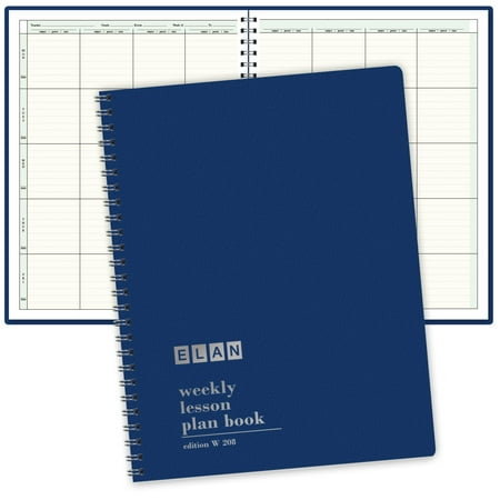 8 Period Teacher Undated Weekly Lesson Plan Book by Elan Publishing Company, 8.5" x 11", Days Vertically Down the Side (W208)