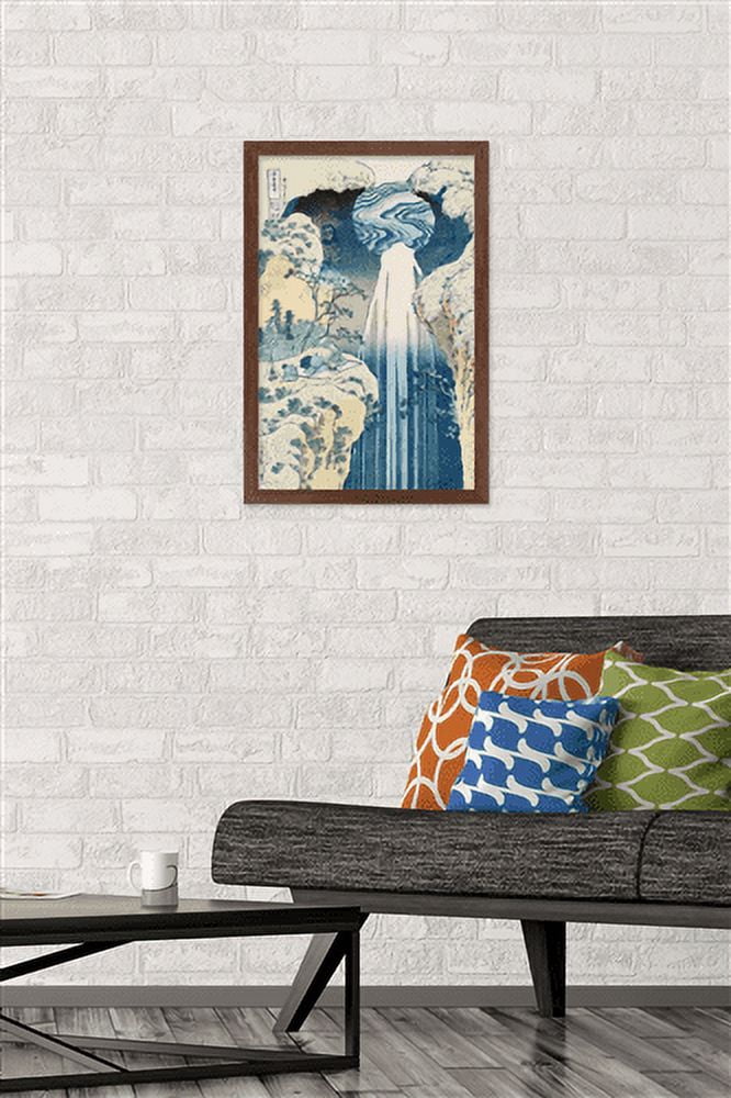 The Amida Waterfall in the Far Reaches of the Kisokaido Road Wall Poster, 14.725" x 22.375" Framed