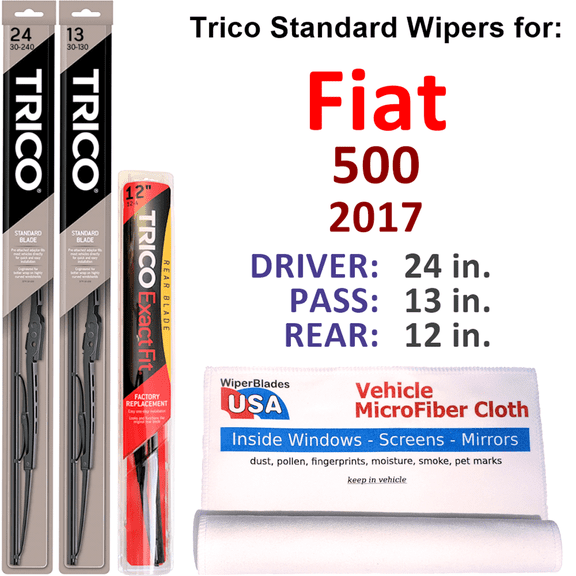2017 Fiat 500 Wiper Blades (Set of 3) w/Rear Wiper