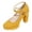 Yellow, variant on Win s Way Women's Suede Crossover Strap 8cm Heel High Heels Oktoberfest Casual Market Shoes