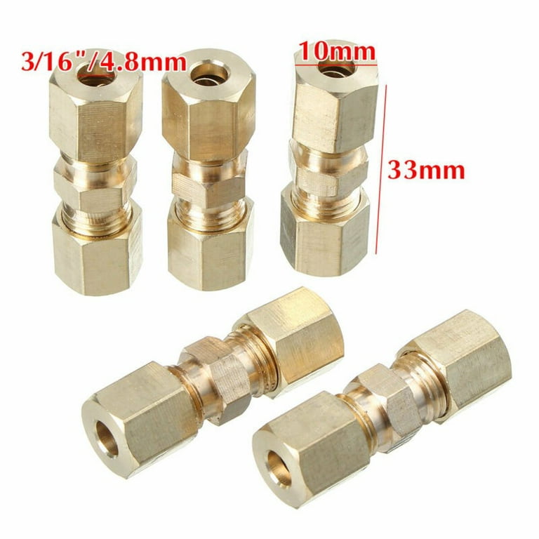 10X Brake Lines Union Brass Straight Compression Fitting Connector
