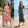 thumbnail image 3 of Beaisland Women's Maternity Dress Short Sleeve Pleated Flowing Pregnancy Beach Dresses, 3 of 6