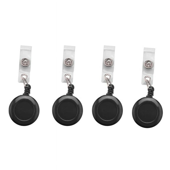 4X Retractable Yo Yo Key Ring PULL CHAIN Belt Clip ID CARD Holder Ski Pass - Black