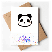 Animal Panda Round Plush Lovely Cat Welcome Back Greeting Cards Envelopes Blank